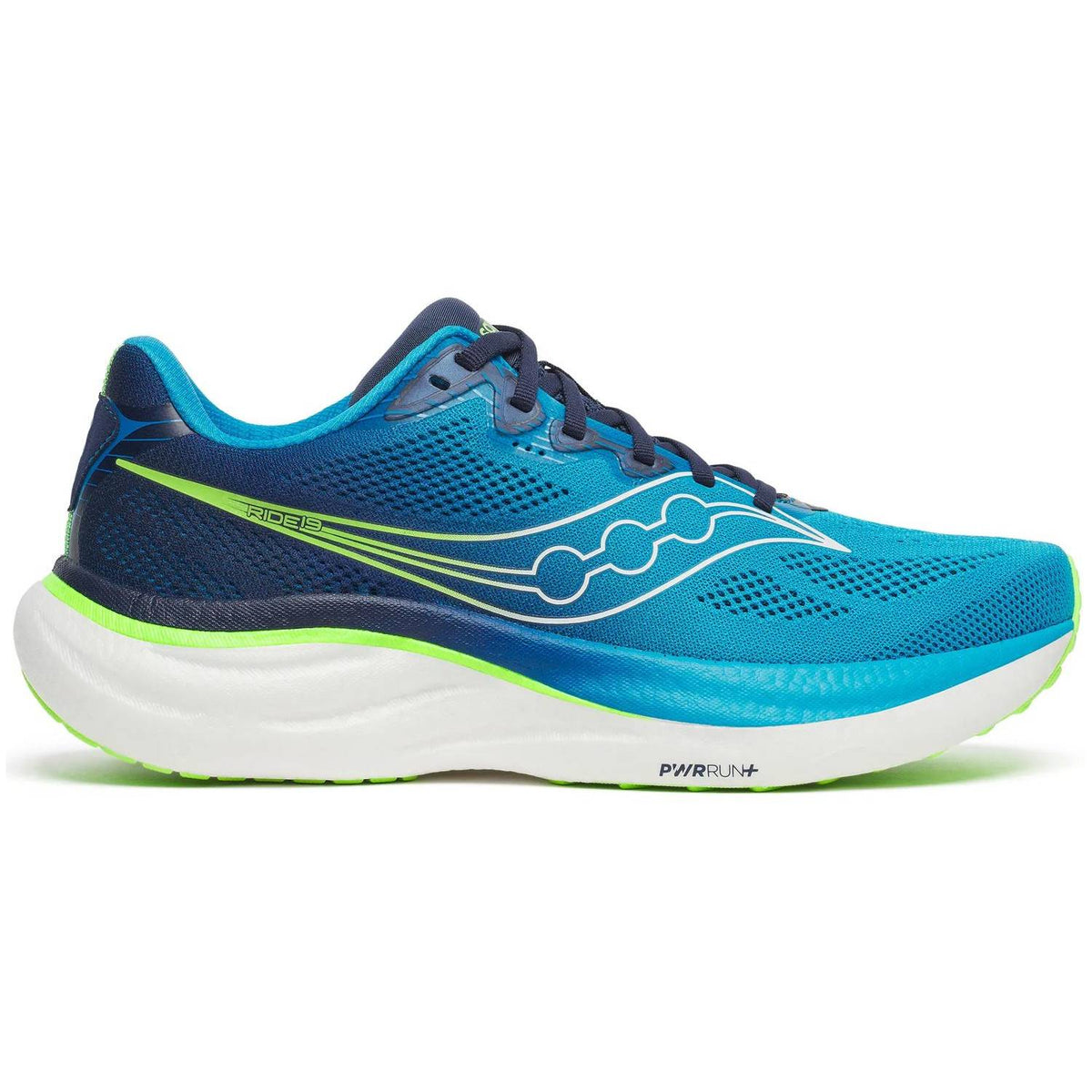Saucony Ride 19 Men's Running Shoes, Black/Pewter