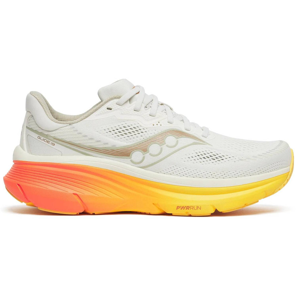 Saucony Guide 19 Men's Running Shoes, Ivory/Fire Main image