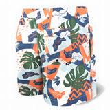 Saxx Cannonball 2in1 Men's Long Swim Shorts, Aqua Cut Collage