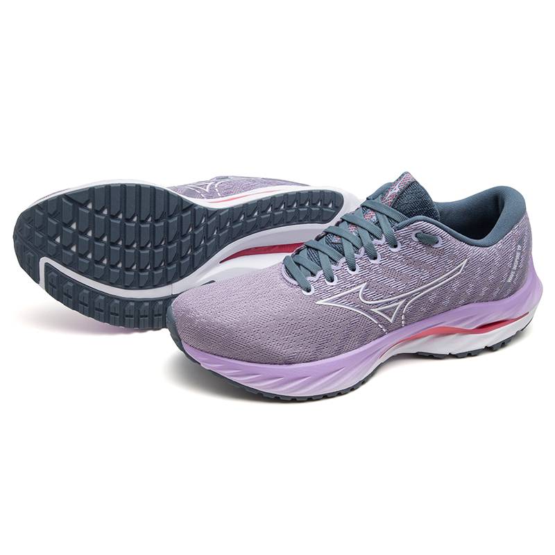 Mizuno Wave Inspire 19 Women's Running Shoes, Wisteria/White/Sun Kissed Coral