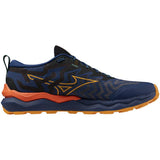 Mizuno Wave Daichi 8 Men's Trail Running Shoes, Estate Blue/Apricot/Spicy Orange