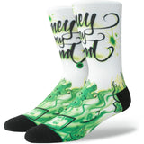 Stance Airbrush Money Crew Socks, Green/White