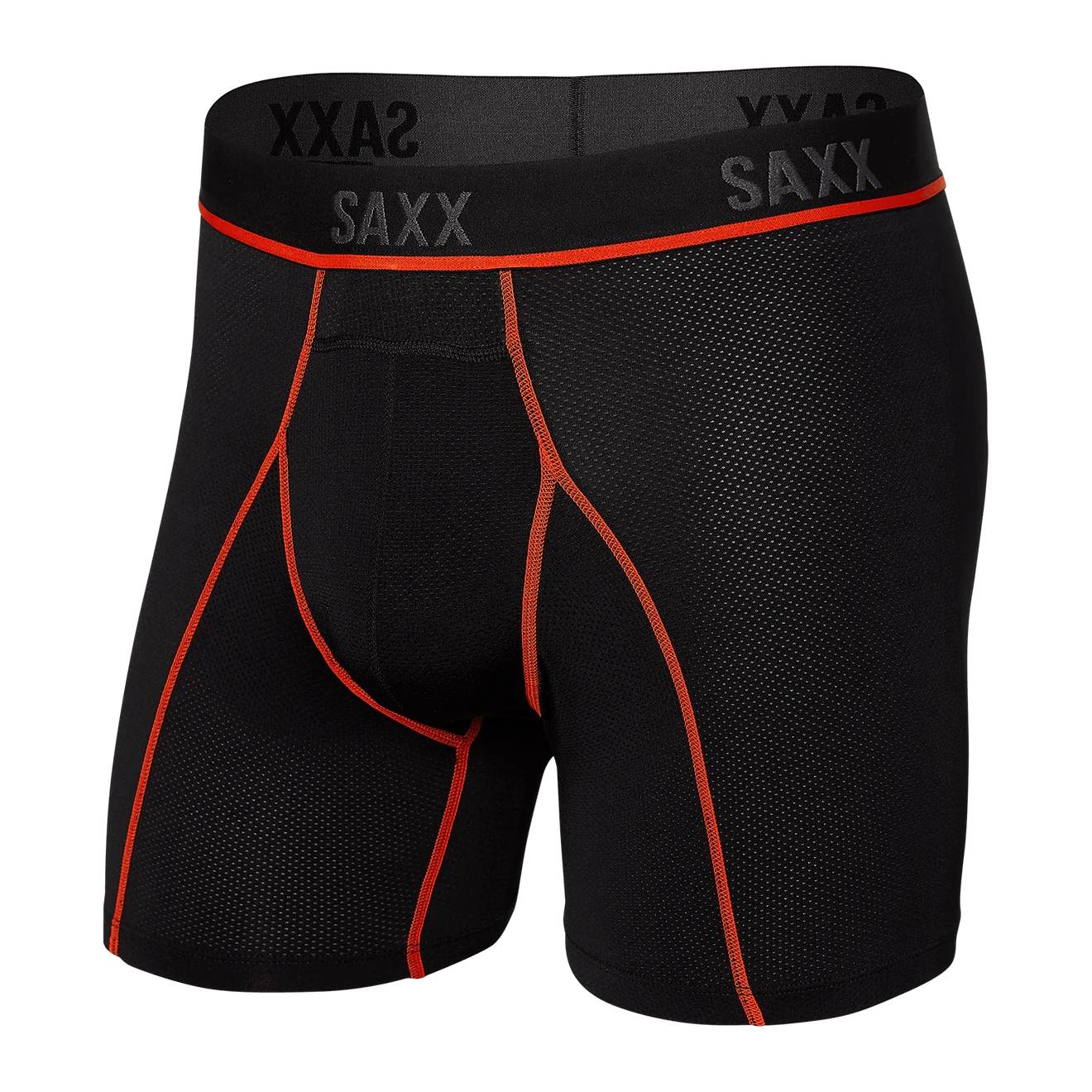 Saxx Kinetic Light Compression Mesh Boxer Briefs, Black/Vermillion Main image
