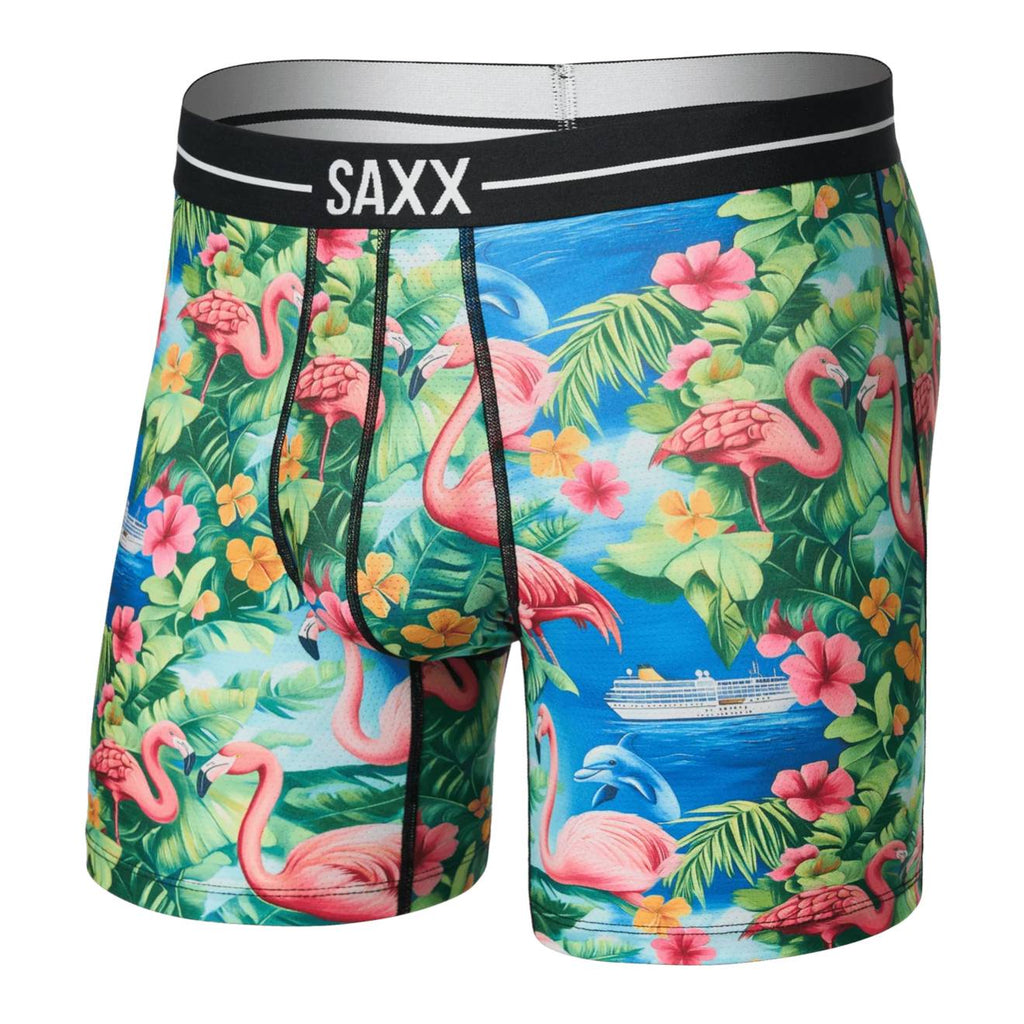 Saxx Volt Breathable Mesh Boxer Briefs, Flamingo Bay/Multi