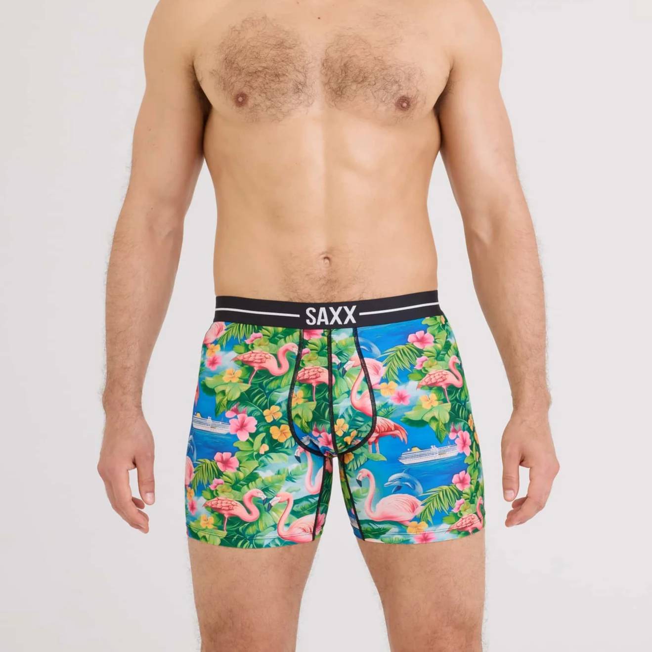 Saxx Volt Breathable Mesh Boxer Briefs, Flamingo Bay/Multi