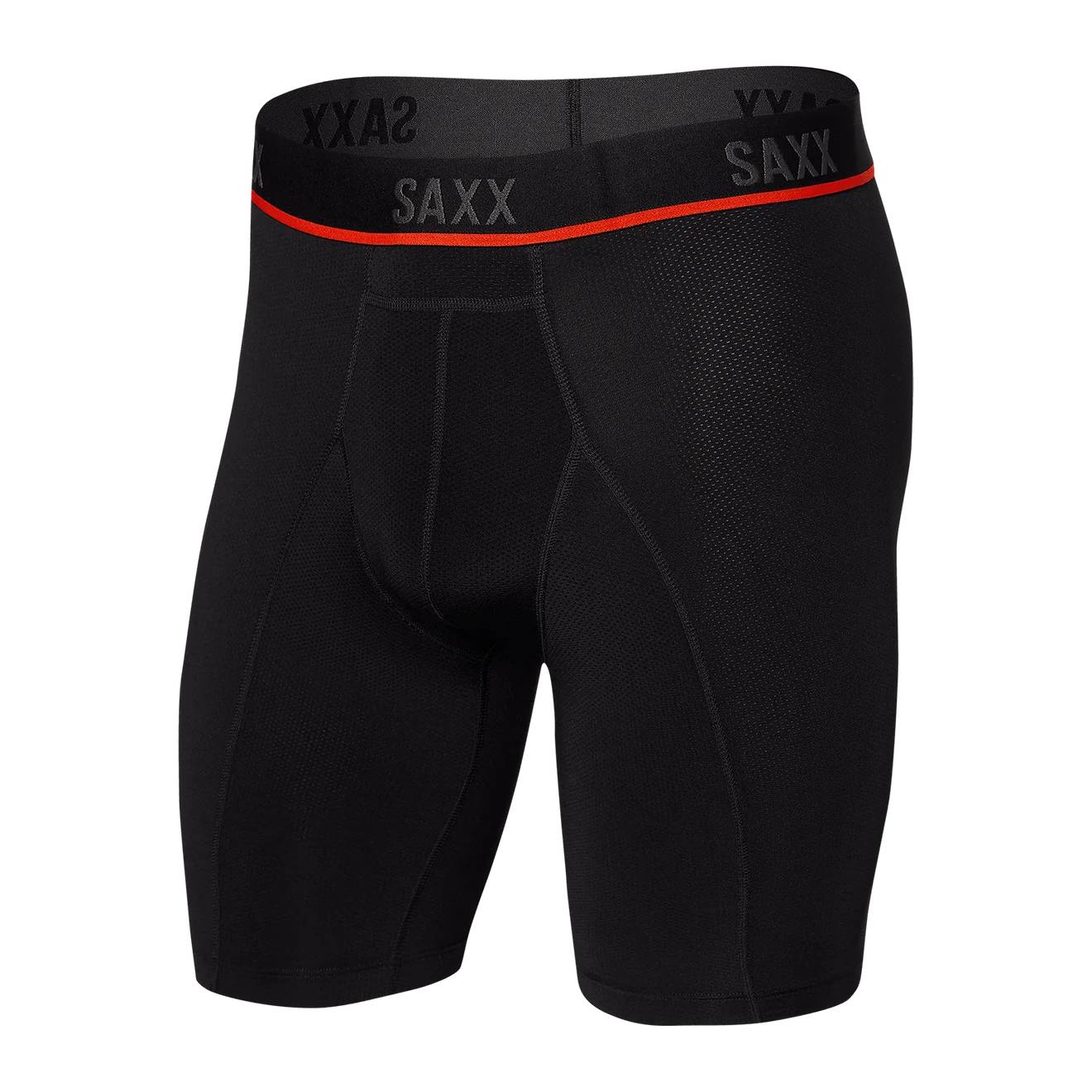 Saxx Kinetic Light Compression Mesh Long Leg Boxer Briefs, Black