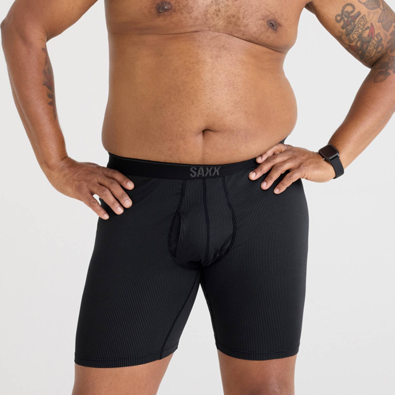 Saxx Quest Quick-Dry Mesh Boxer Briefs, Black II