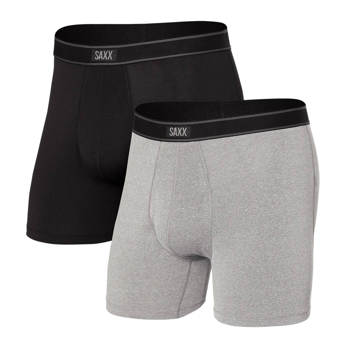 Saxx Daytripper 2-Pack Comfort Stretch Boxer Briefs, Black/Grey Heather Main image