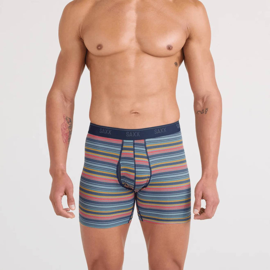 Saxx Quest Quick Dry Mesh 2-Pack Boxer Briefs,Harvest Stripe/Maritime