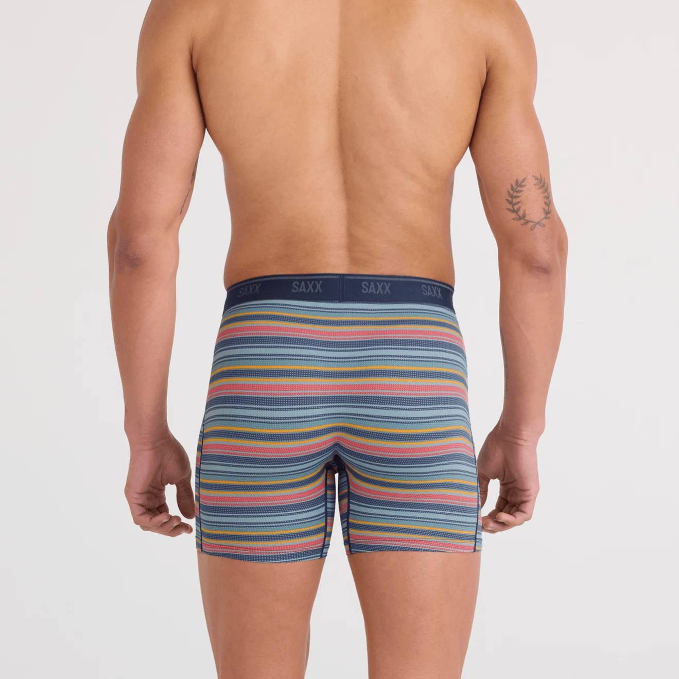 Saxx Quest Quick Dry Mesh 2-Pack Boxer Briefs,Harvest Stripe/Maritime