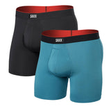 Saxx Multi-Sport Mesh 2-Pack Boxer Briefs, Hydro Blue/Faded Black