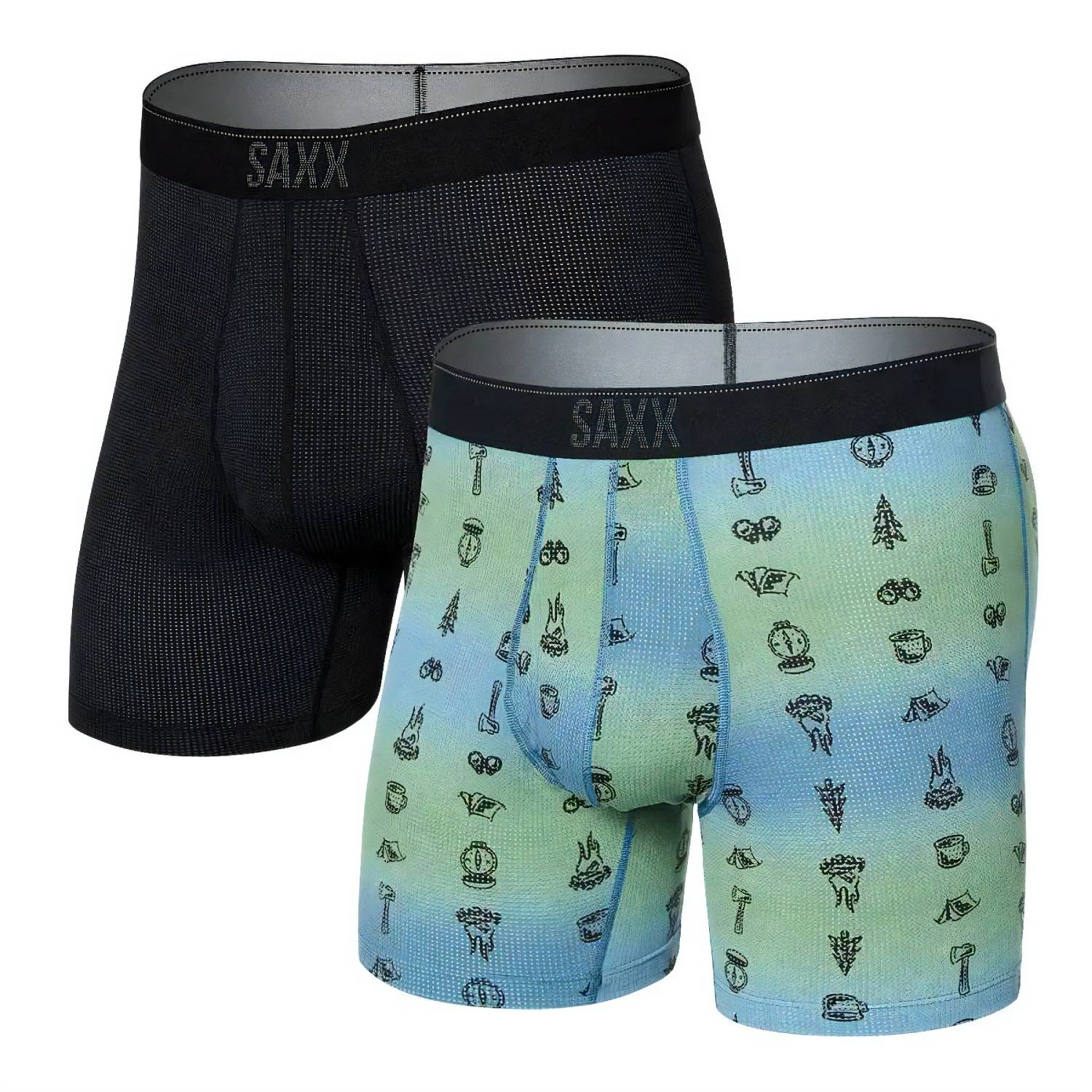 Saxx Quest Quick Dry Mesh 2-Pack Boxer Briefs, Camp Ombre/Black