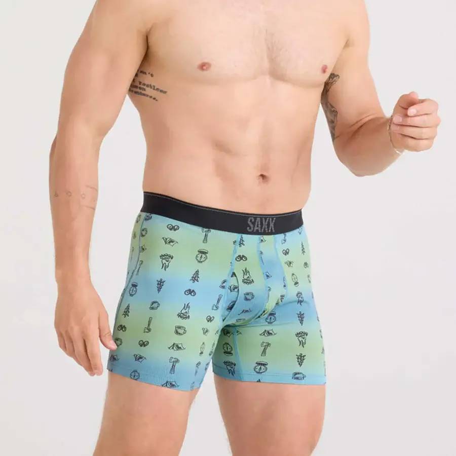 Saxx Quest Quick Dry Mesh 2-Pack Boxer Briefs, Camp Ombre/Black