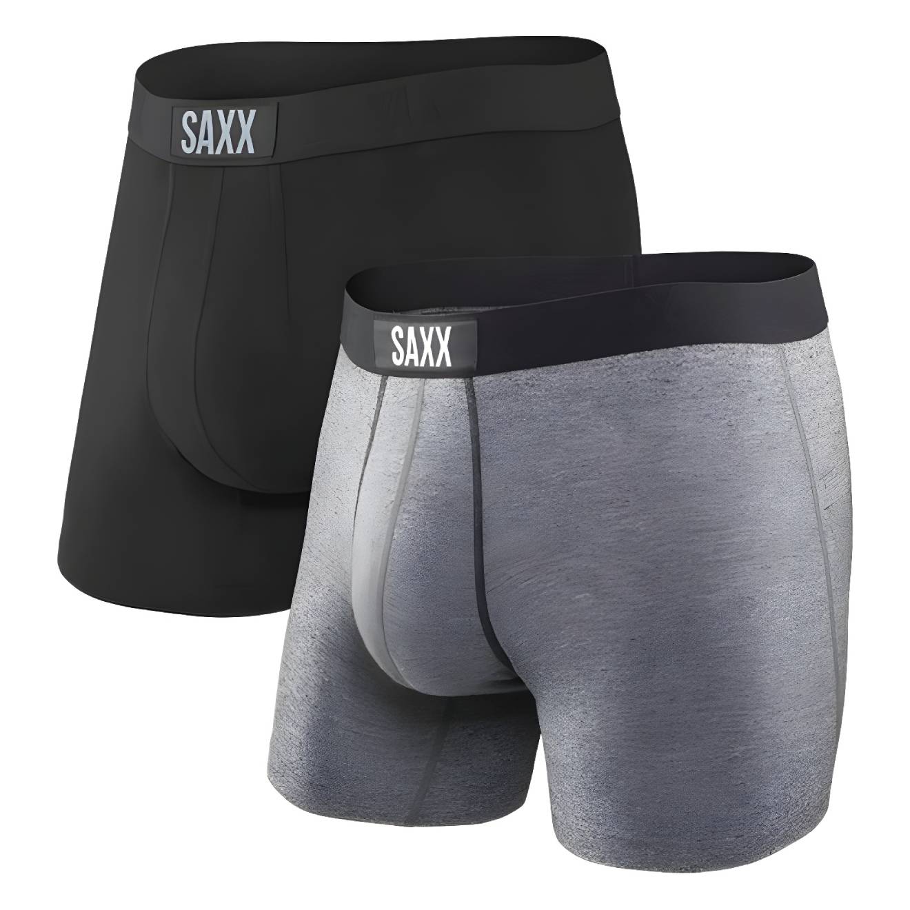 Saxx Vibe Super Soft 2-Pack Boxer Briefs, Black/Grey