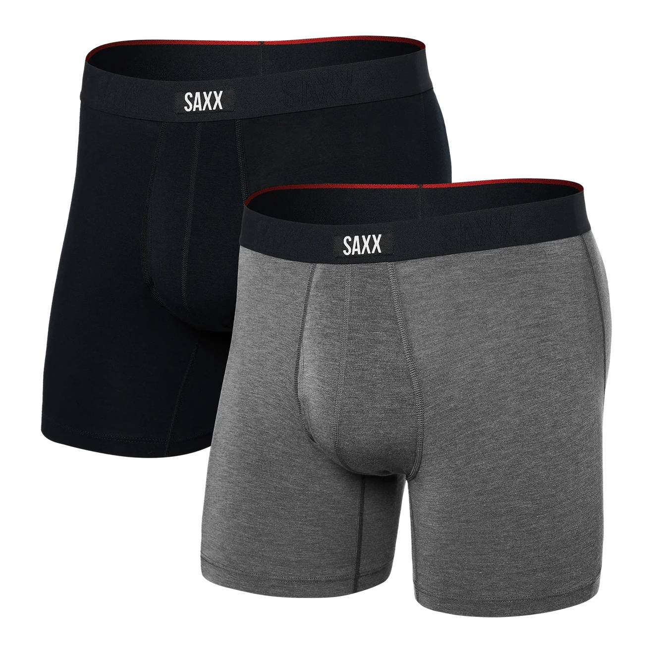 Saxx Vibe Xtra Soft Comfort 2-Pack Boxer Briefs, Black/Dark Grey Heather Main image
