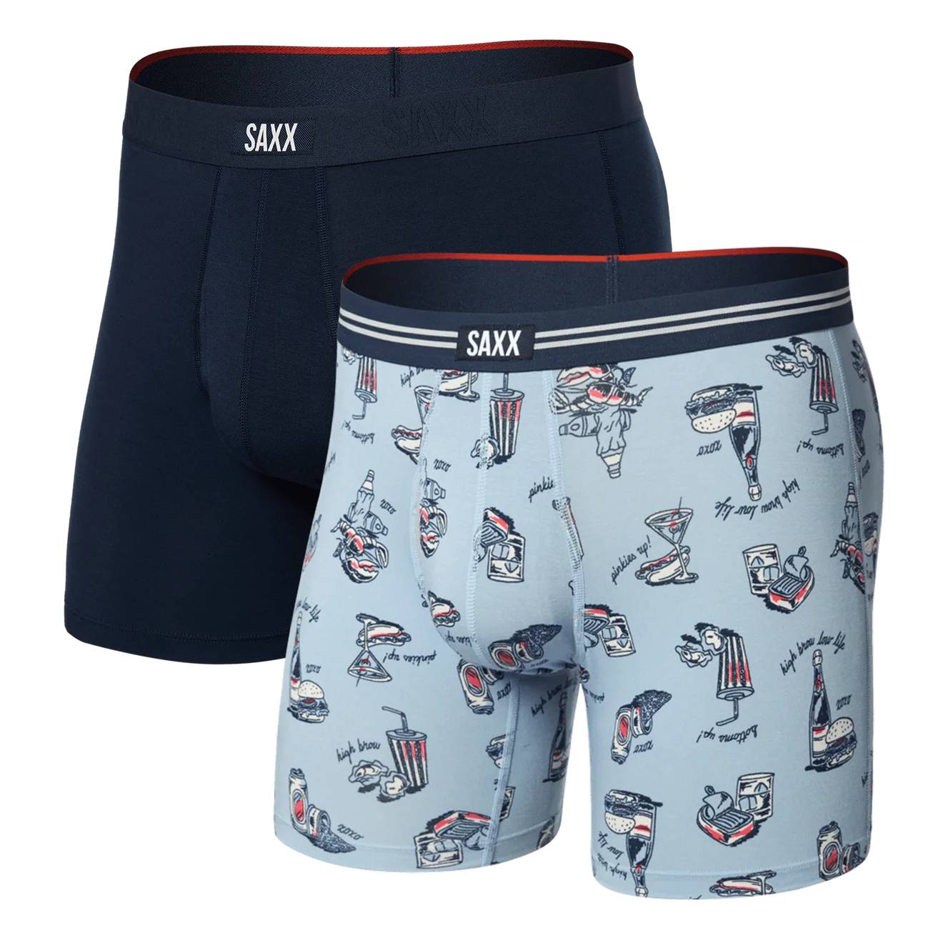 Saxx Vibe Xtra Soft Comfort 2-Pack Boxer Briefs, High Brow Low Life/Navy Main image