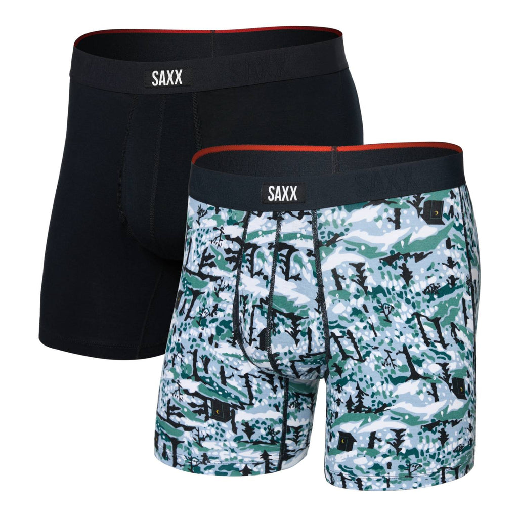 Saxx Vibe Xtra Soft Comfort 2-Pack Boxer Briefs, Snow Shadow/Black
