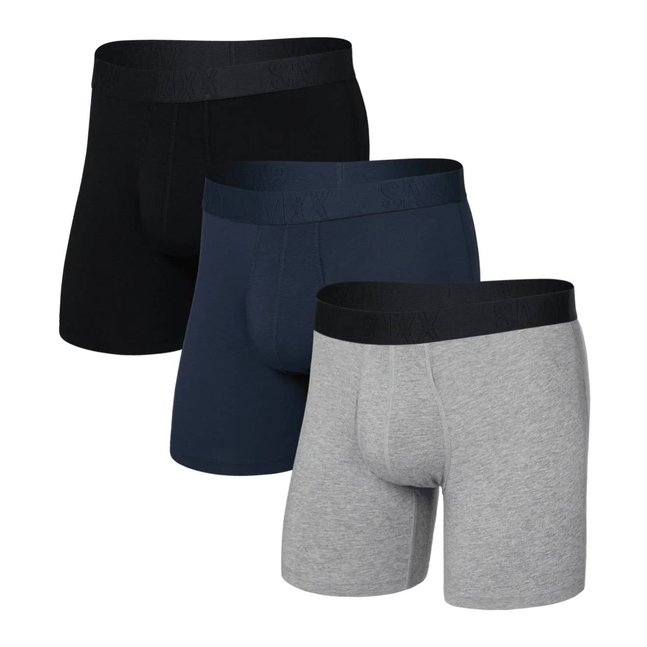 Saxx DropTemp Cooling Cotton 3-Pack Boxer Briefs, Dark Grey Heather/Dark Ink/Black Main image