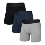 Saxx DropTemp Cooling Cotton 3-Pack Boxer Briefs, Dark Grey Heather/Dark Ink/Black