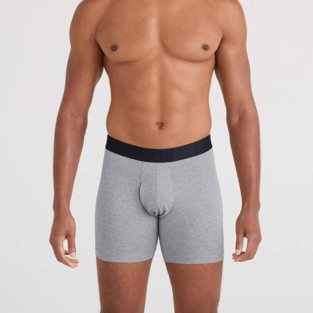 Saxx DropTemp Cooling Cotton 3-Pack Boxer Briefs, Dark Grey Heather/Dark Ink/Black