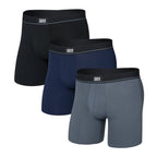 Saxx Essential Cotton 3-Pack Boxer Briefs, Black/Turbulence/Maritime