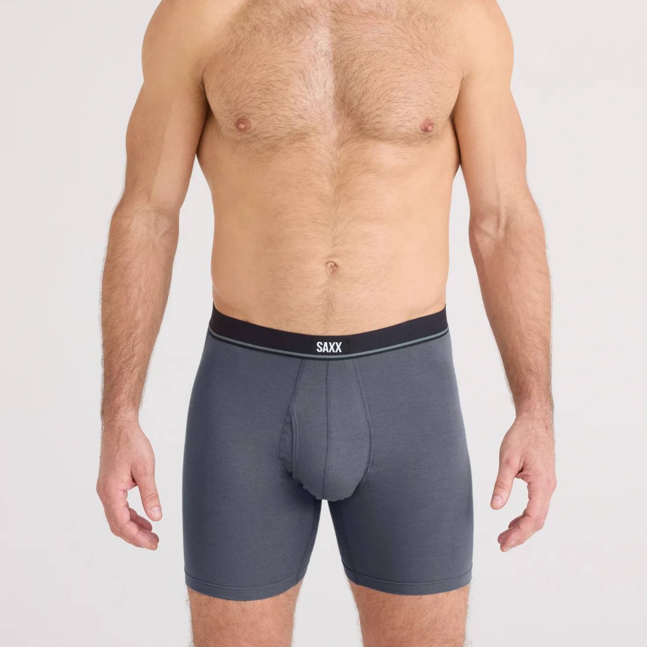 Saxx Essential Cotton 3-Pack Boxer Briefs, Black/Turbulence/Maritime
