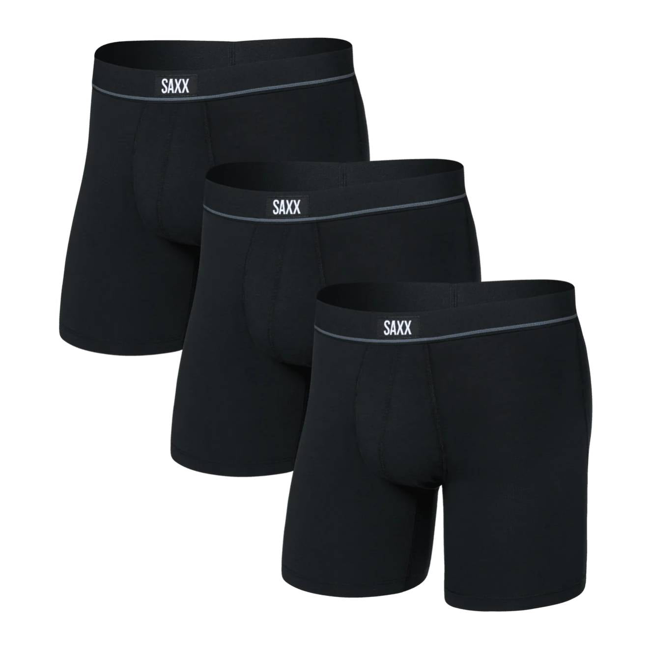 Saxx Essential Cotton 3-Pack Boxer Briefs, Black Main image