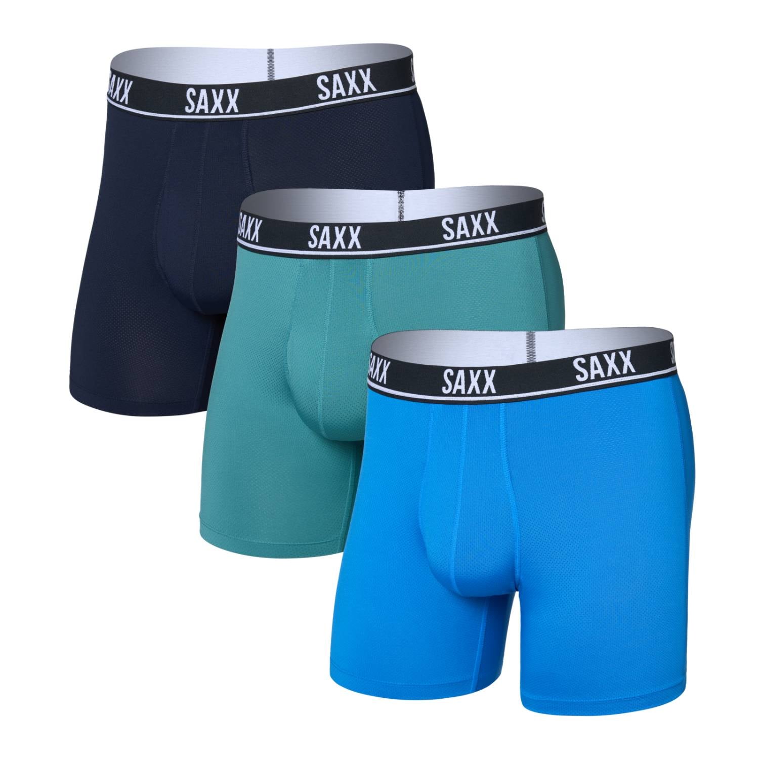 Saxx Essential Performance 3-Pack Mesh Boxer Briefs, Blue/Teal/Maritime Main image