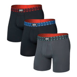 Saxx Multi Sport 3-Pack Mesh Boxer Briefs, Red/Mint/Blue Jagged WB