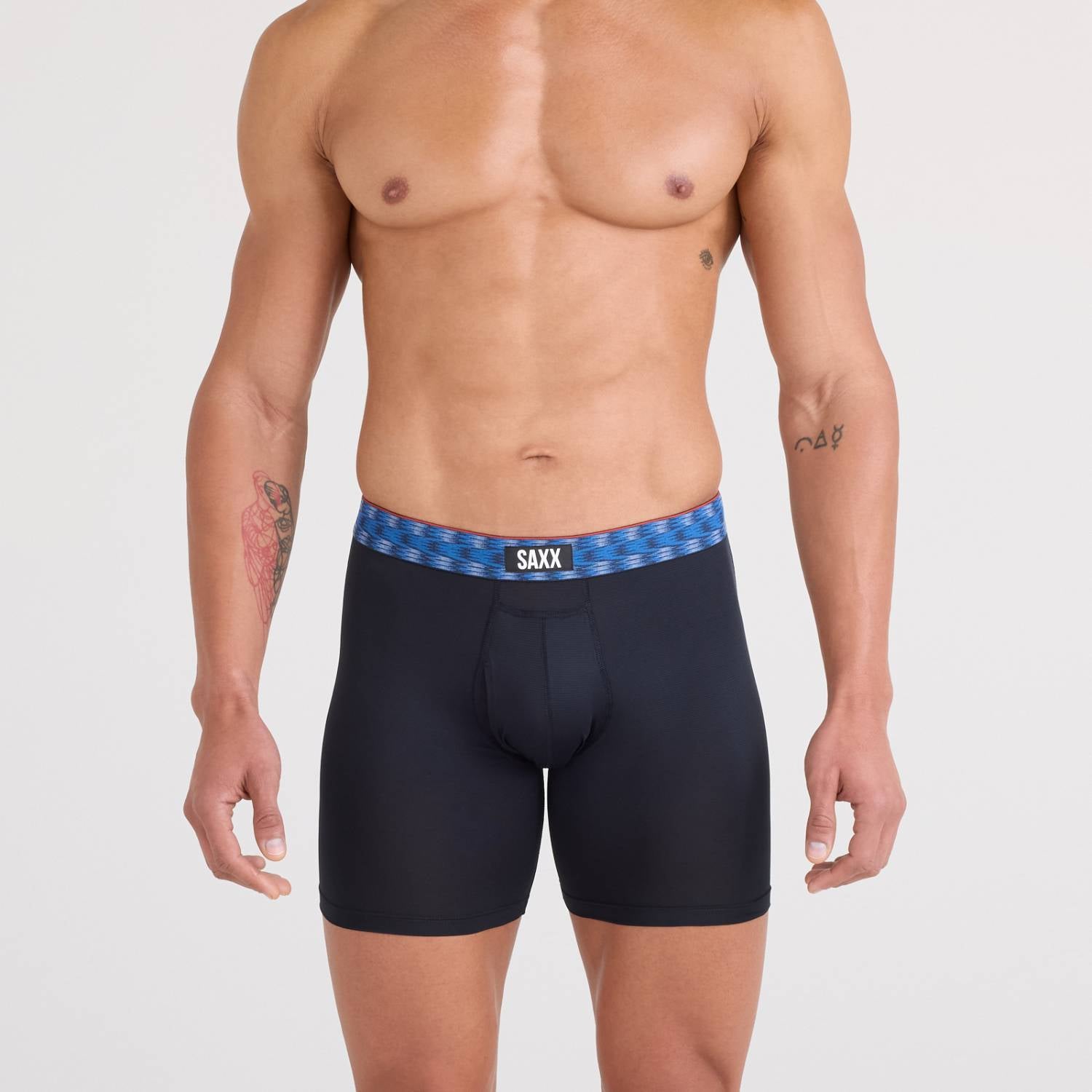 Saxx Multi Sport 3-Pack Mesh Boxer Briefs, Red/Mint/Blue Jagged WB