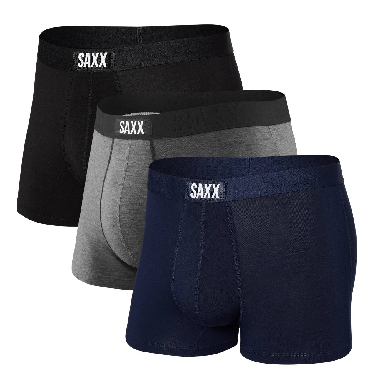Saxx Vibe Super Soft Trunk 3-Pack, Black/Grey/Navy