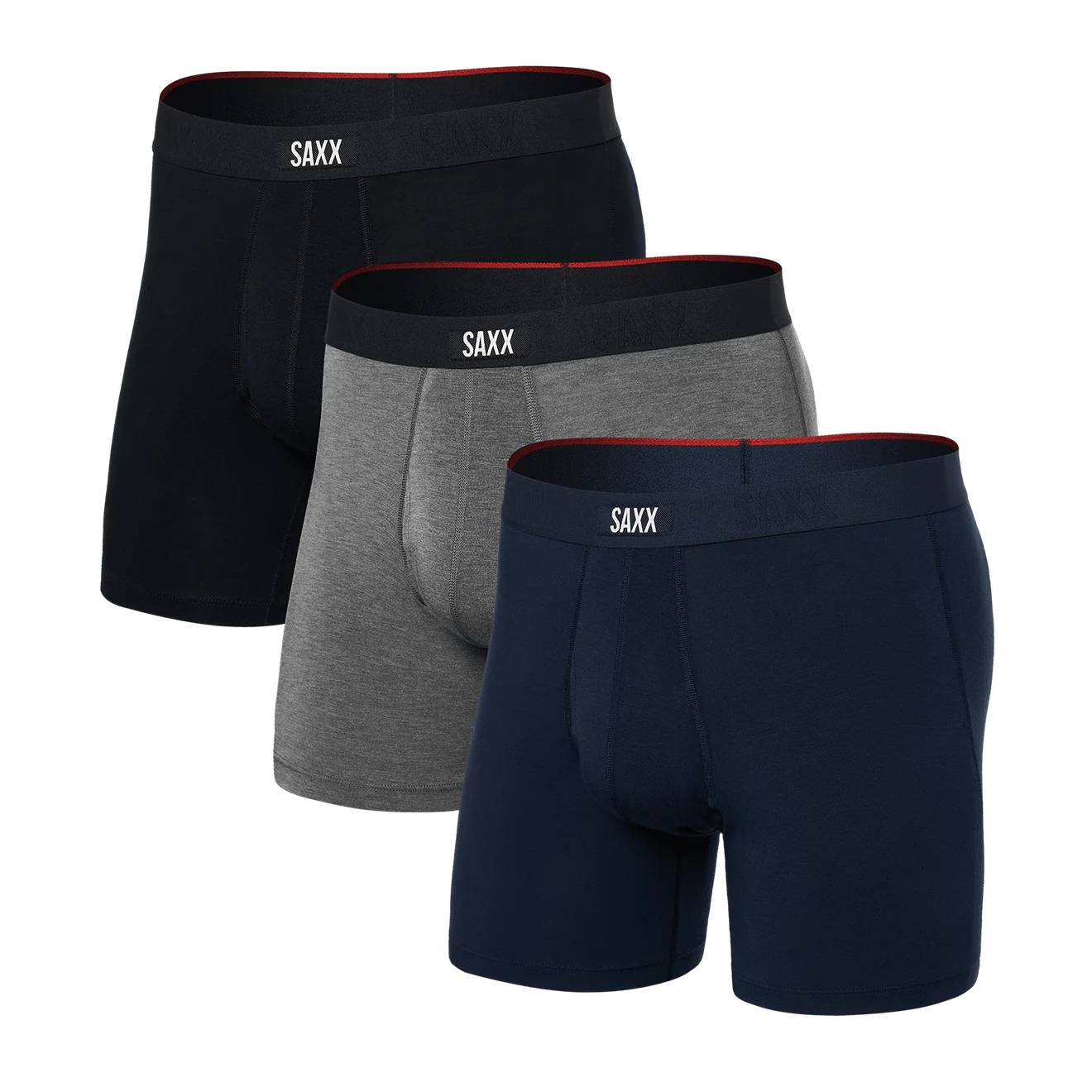 Saxx Vibe Xtra 3-Pack Boxer Briefs, Black/Grey Heather/Navy Main image