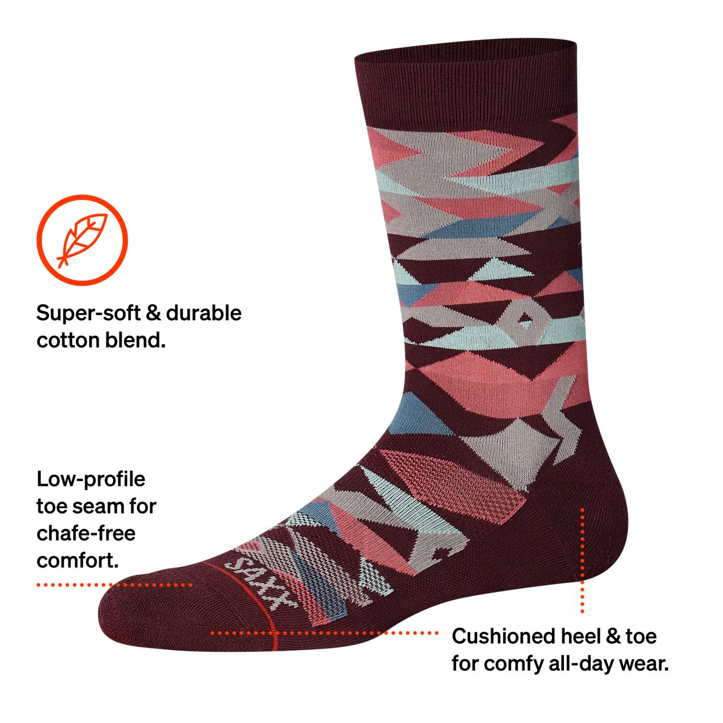 Saxx Whole Package Crew Socks, Park Lodge Geo/Multi