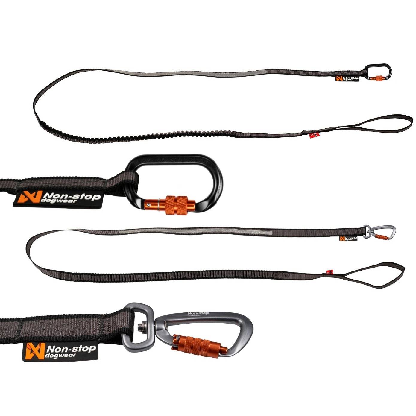 Non-Stop Dogwear Touring Bungee Leash, Black/Grey Main image