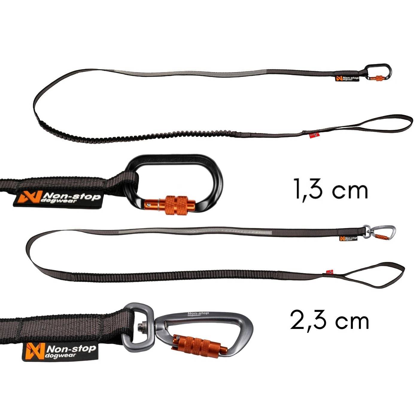 Non-Stop Dogwear Touring Bungee Leash, Black/Grey