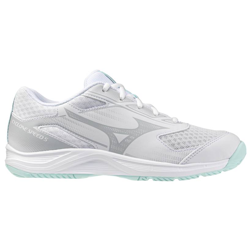Mizuno Cyclone Speed 5 Women's Court Shoes, White/Blue Tint