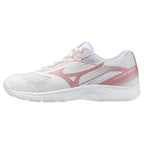Mizuno Cyclone Speed 5 Women's Volleyball Shoes, White/Rose Elegance/Lava Falls