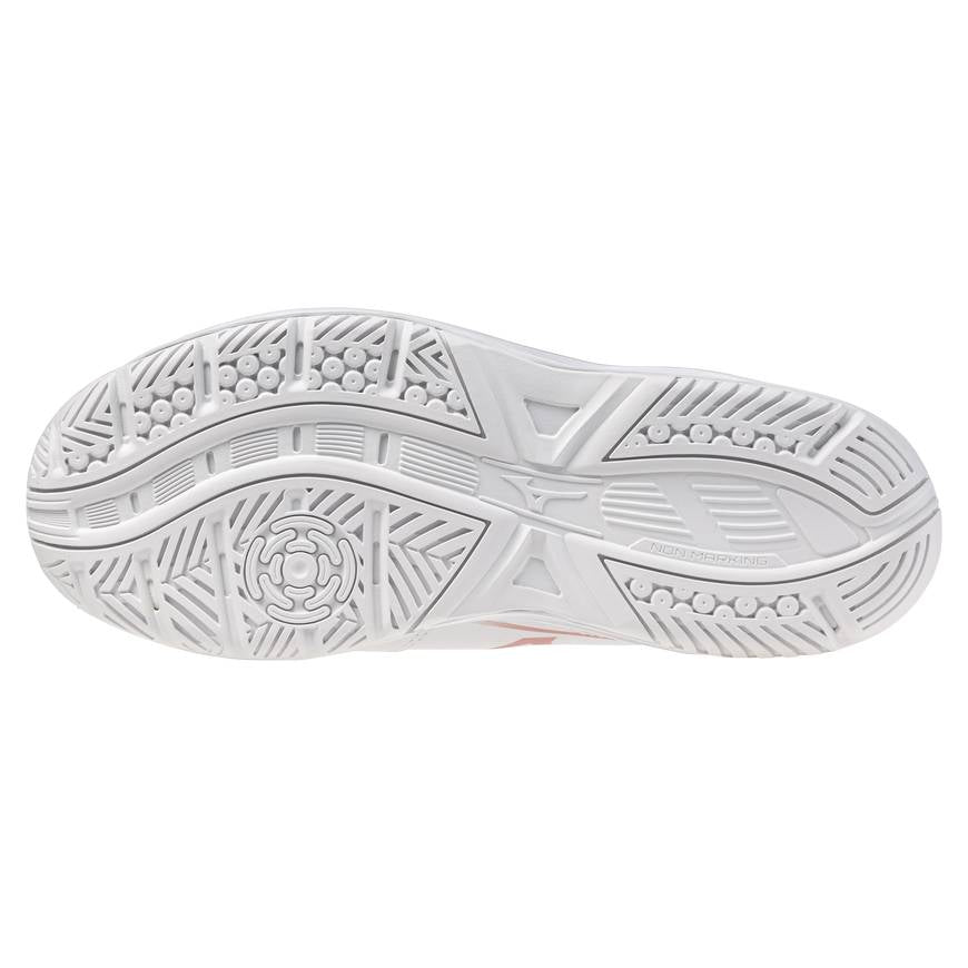 Mizuno Cyclone Speed 5 Women's Volleyball Shoes, White/Rose Elegance/Lava Falls
