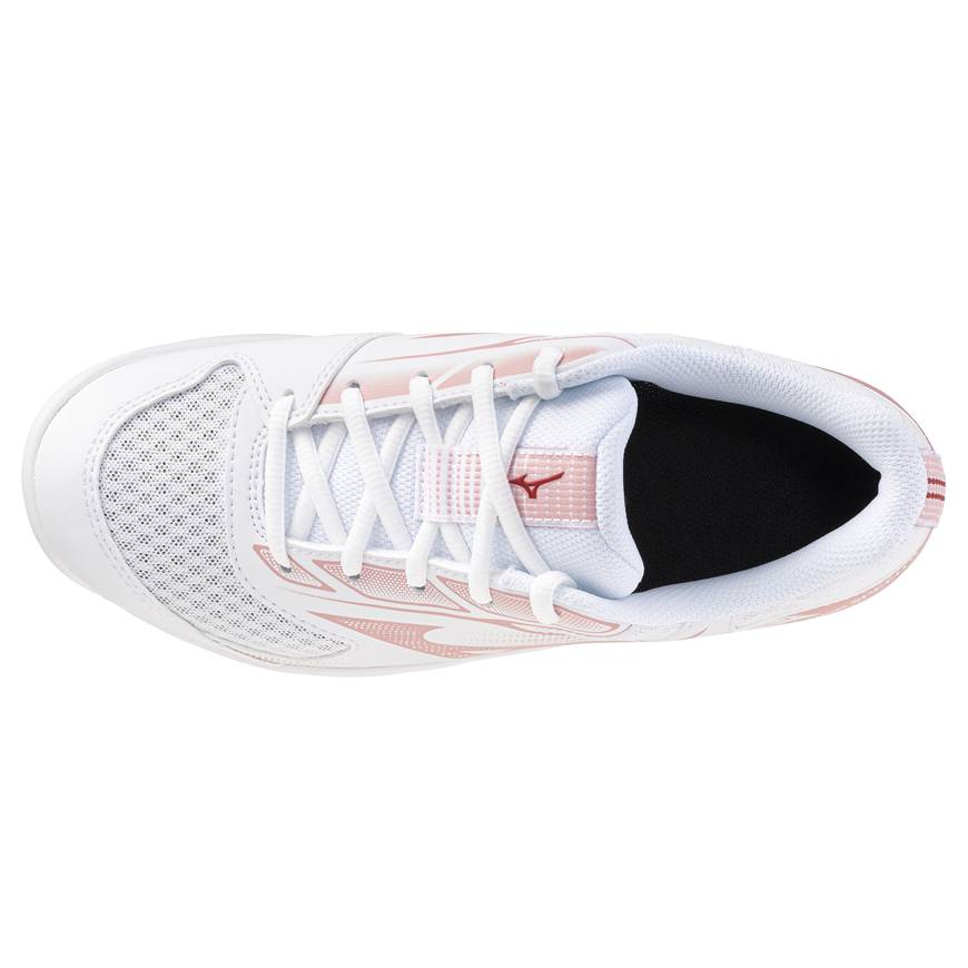 Mizuno Cyclone Speed 5 Women's Volleyball Shoes, White/Rose Elegance/Lava Falls